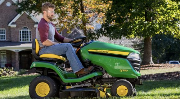 Lawn care on a John Deere mower